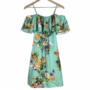 DAVI & DANI Dress Off Shoulder Tropical Floral Beach Summer Vacay Size Small NWT